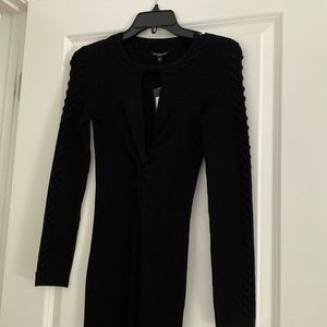 GUESS black long sleeve long Keyhole sweater dress